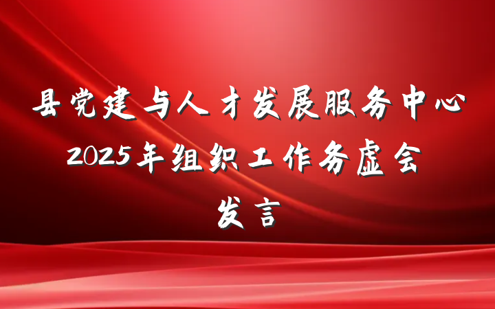 县党建与人才发展服务中心2025年组织工作务虚会发言