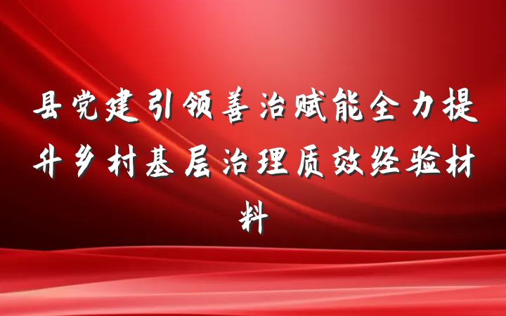 县党建引领善治赋能全力提升乡村基层治理质效经验材料