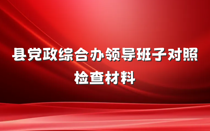 县党政综合办领导班子对照检查材料