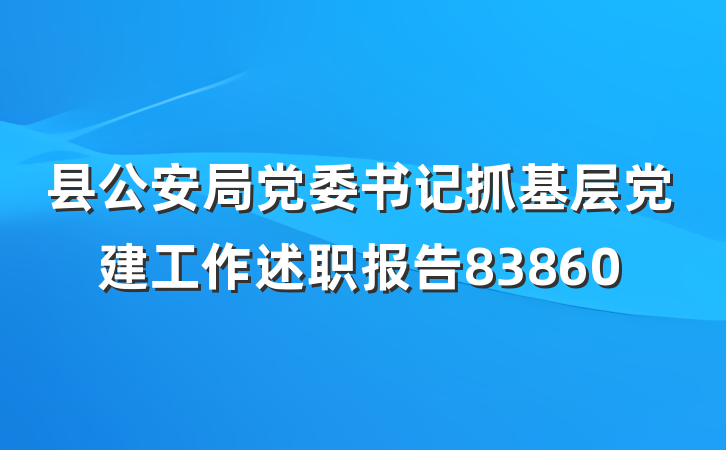 县公安局党委书记抓基层党建工作述职报告83860