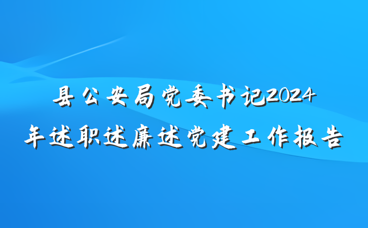 县公安局党委书记2024年述职述廉述党建工作报告