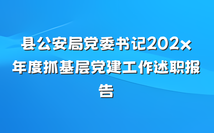 县公安局党委书记202x年度抓基层党建工作述职报告