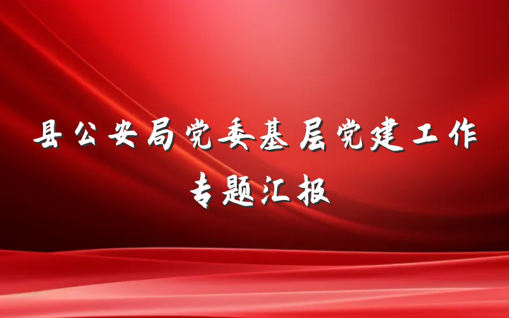 县公安局党委基层党建工作专题汇报