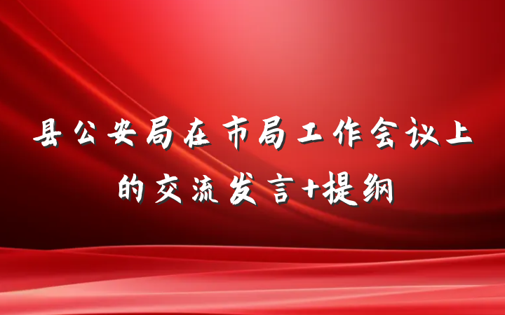 县公安局在市局工作会议上的交流发言 提纲