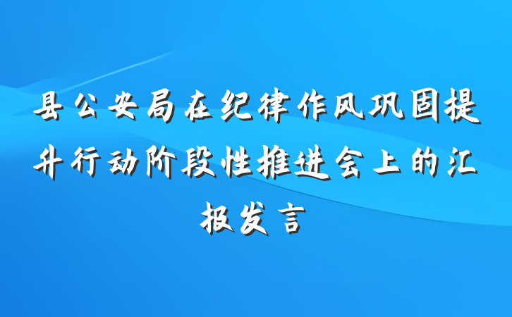 县公安局在纪律作风巩固提升行动阶段性推进会上的汇报发言