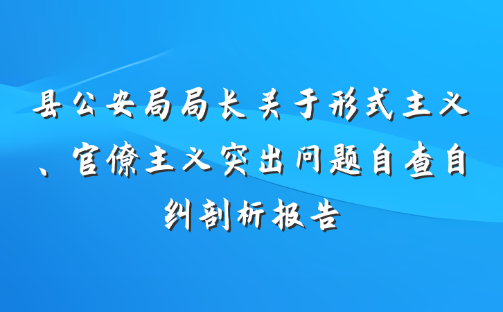 县公安局局长关于形式主义、官僚主义突出问题自查自纠剖析报告