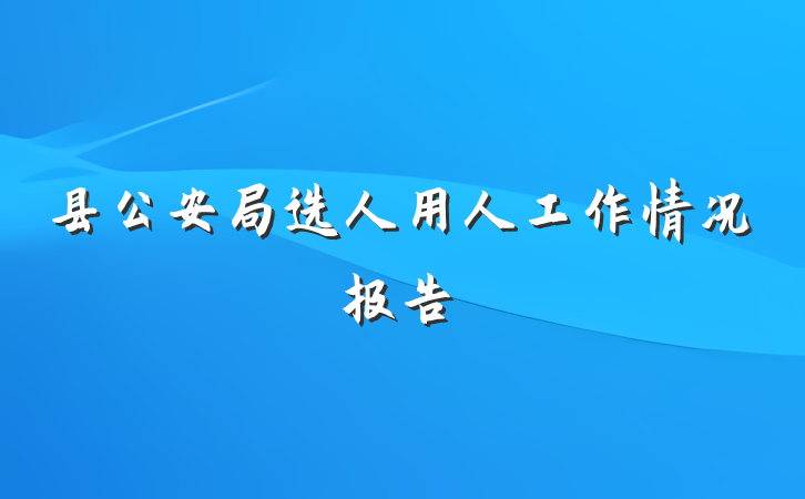 县公安局选人用人工作情况报告
