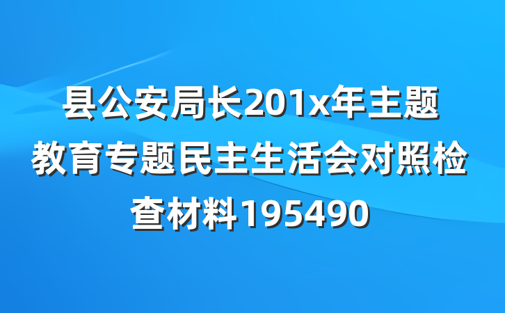 县公安局长201x年主题教育专题民主生活会对照检查材料195490