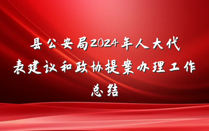 县公安局2024年人大代表建议和政协提案办理工作总结