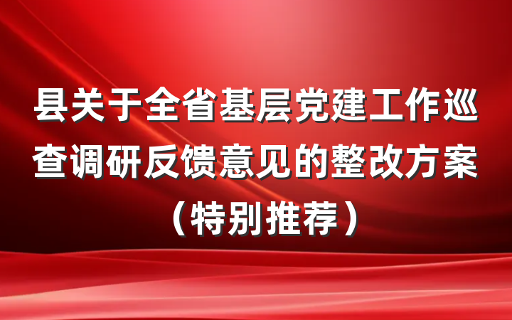 县关于全省基层党建工作巡查调研反馈意见的整改方案（特别推荐）