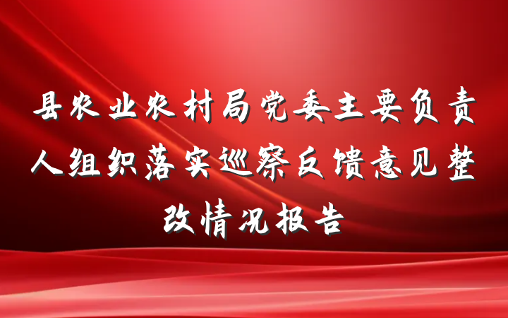 县农业农村局党委主要负责人组织落实巡察反馈意见整改情况报告
