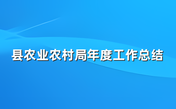 县农业农村局年度工作总结
