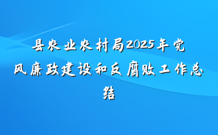 县农业农村局2025年党风廉政建设和反腐败工作总结