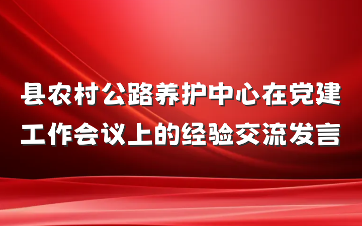 县农村公路养护中心在党建工作会议上的经验交流发言