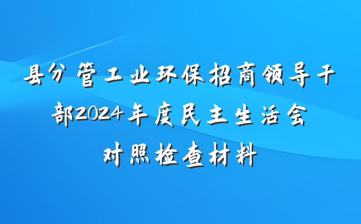县分管工业环保招商领导干部2024年度民主生活会对照检查材料