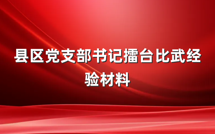 县区党支部书记擂台比武经验材料