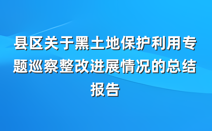 县区关于黑土地保护利用专题巡察整改进展情况的总结报告