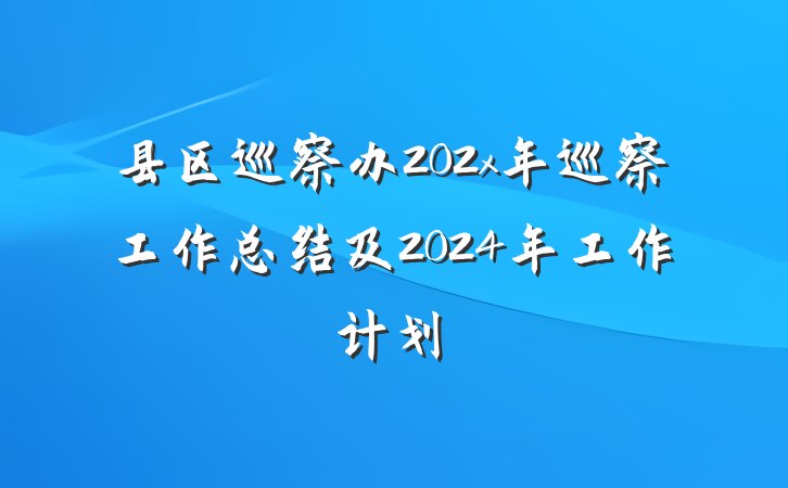 县区巡察办202x年巡察工作总结及2024年工作计划