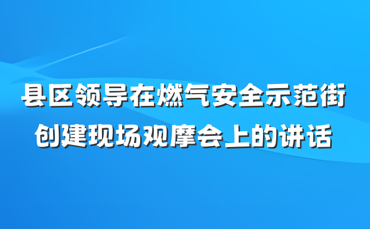 县区领导在燃气安全示范街创建现场观摩会上的讲话