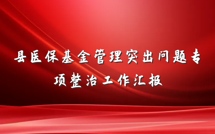 县医保基金管理突出问题专项整治工作汇报