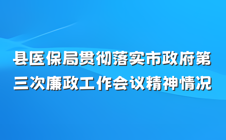 县医保局贯彻落实市政府第三次廉政工作会议精神情况
