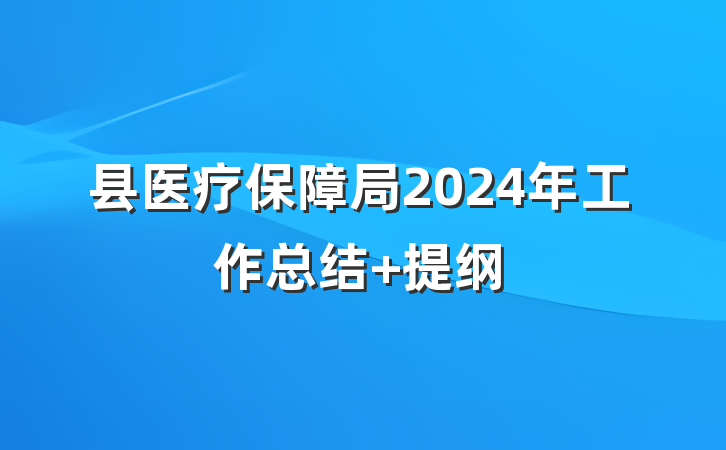 县医疗保障局2024年工作总结 提纲