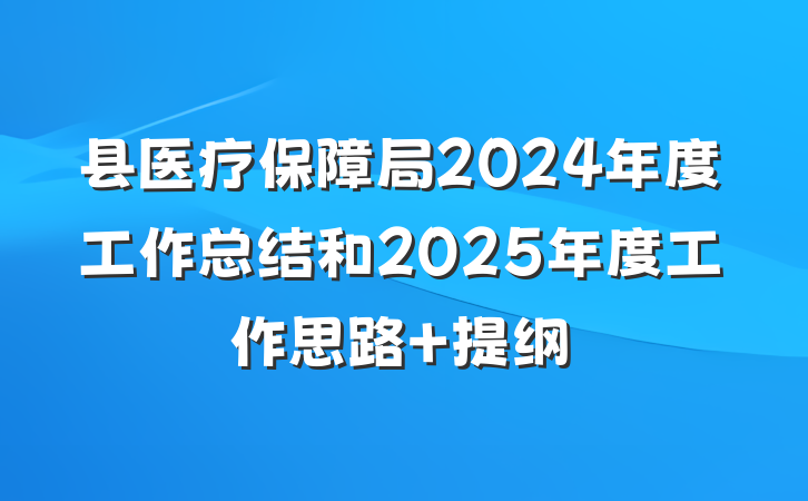县医疗保障局2024年度工作总结和2025年度工作思路 提纲