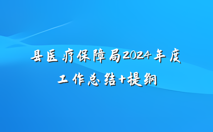 县医疗保障局2024年度工作总结 提纲
