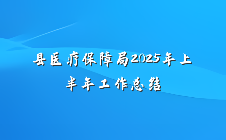县医疗保障局2025年上半年工作总结