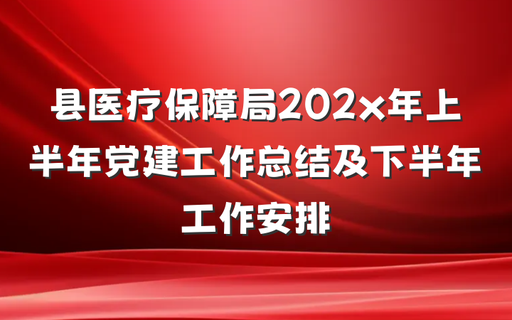 县医疗保障局202x年上半年党建工作总结及下半年工作安排