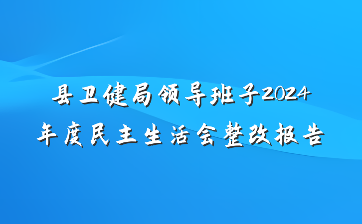 县卫健局领导班子2024年度民主生活会整改报告