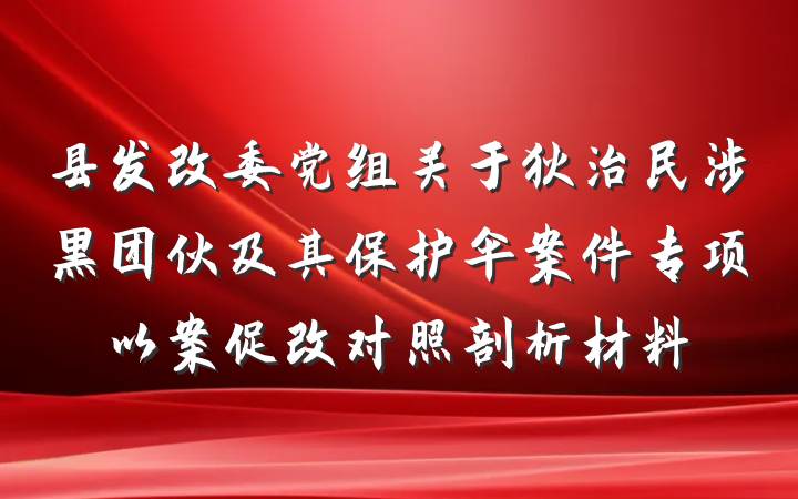 县发改委党组关于狄治民涉黑团伙及其保护伞案件专项以案促改对照剖析材料