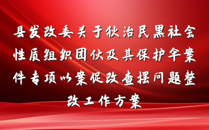 县发改委关于狄治民黑社会性质组织团伙及其保护伞案件专项以案促改查摆问题整改工作方案
