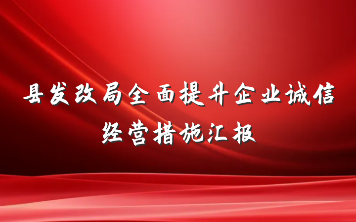 县发改局全面提升企业诚信经营措施汇报