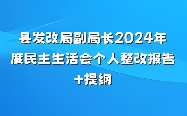 县发改局副局长2024年度民主生活会个人整改报告 提纲