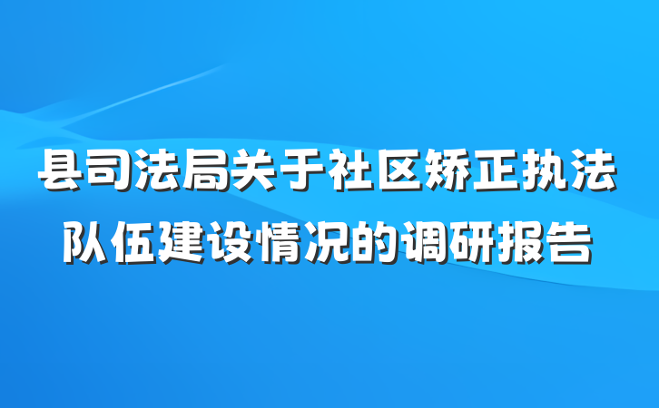 县司法局关于社区矫正执法队伍建设情况的调研报告