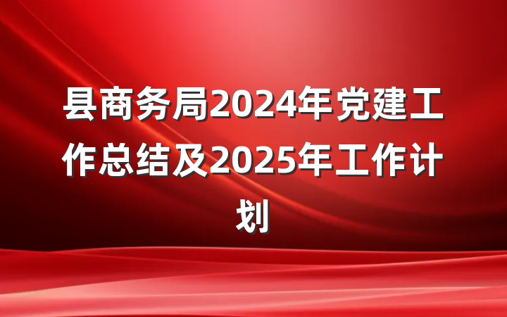 县商务局2024年党建工作总结及2025年工作计划