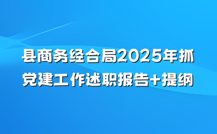 县商务经合局2025年抓党建工作述职报告 提纲
