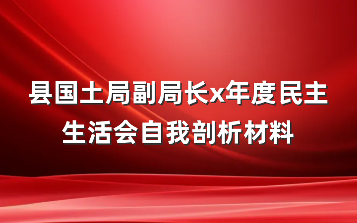 县国土局副局长x年度民主生活会自我剖析材料