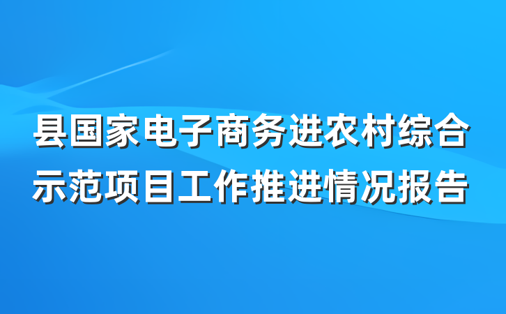 县国家电子商务进农村综合示范项目工作推进情况报告