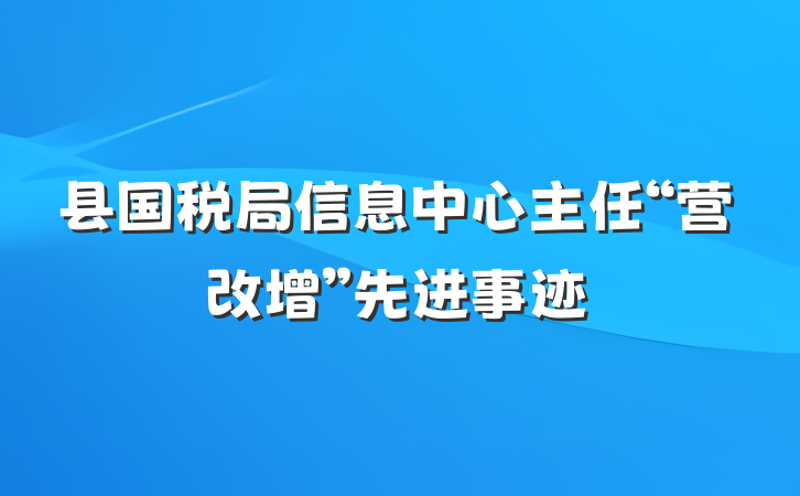 县国税局信息中心主任“营改增”先进事迹