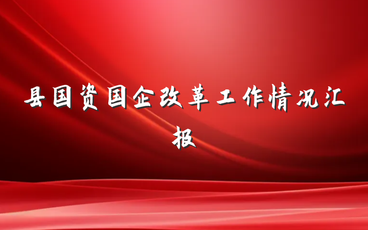 县国资国企改革工作情况汇报