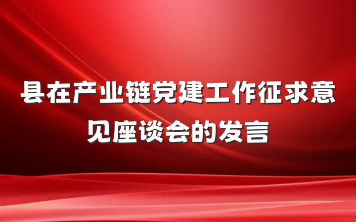 县在产业链党建工作征求意见座谈会的发言
