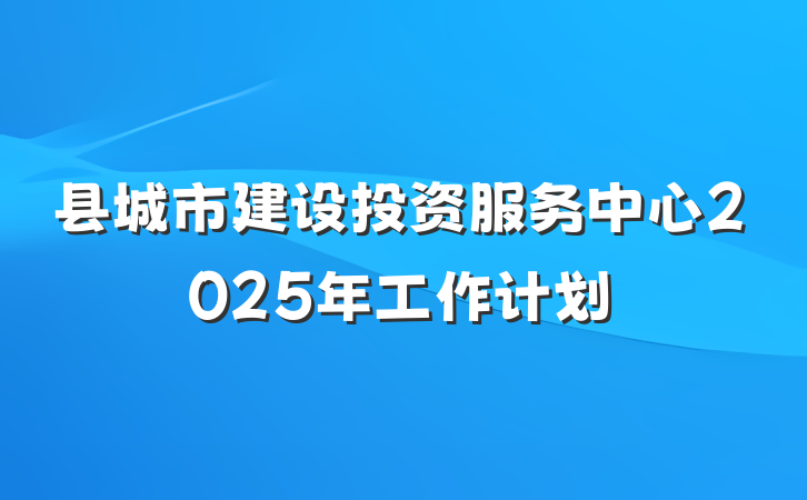 县城市建设投资服务中心2025年工作计划