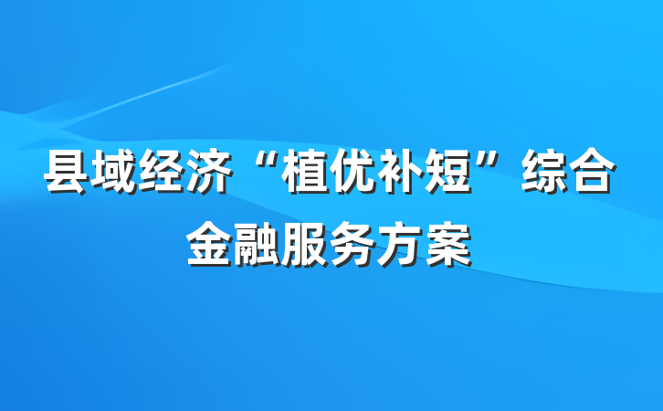 县域经济“植优补短”综合金融服务方案