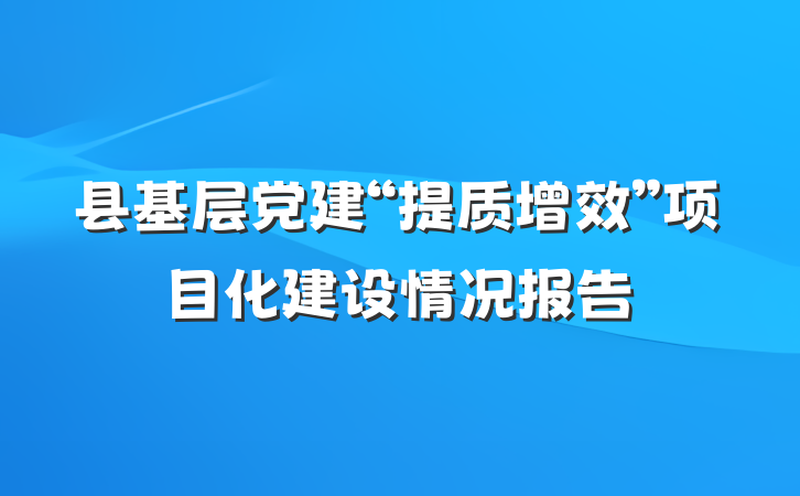 县基层党建“提质增效”项目化建设情况报告