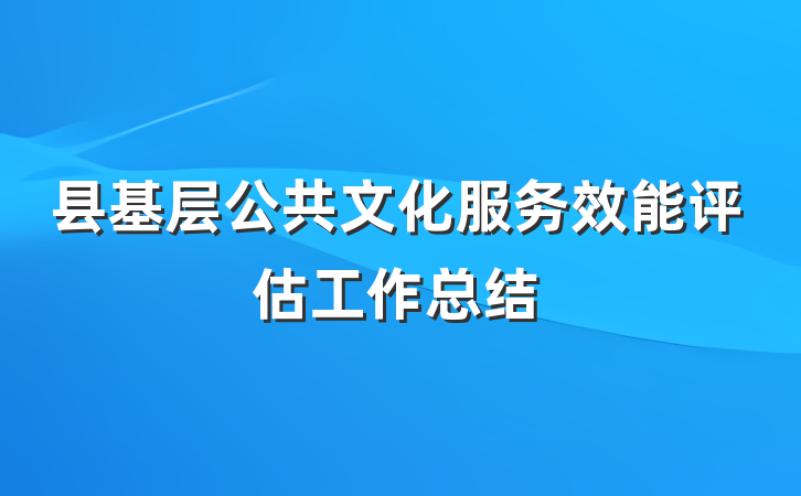 县基层公共文化服务效能评估工作总结