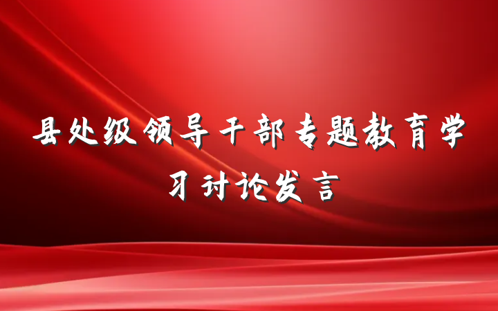 县处级领导干部专题教育学习讨论发言