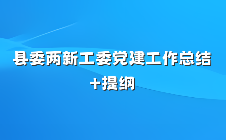 县委两新工委党建工作总结 提纲