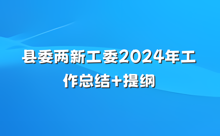 县委两新工委2024年工作总结 提纲